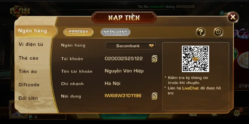 Nạp tiền Iwin dễ thực hiện, đảm bảo an toàn
